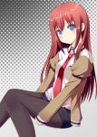  brown_hair jacket legwear_under_shorts long_hair makise_kurisu necktie odaya odayan pantyhose shorts steins;gate 