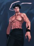  1boy abs black_hair g-room_honten headband muscle pectorals shirtless solo spiky_hair virtua_fighter wristband yuki_akira 