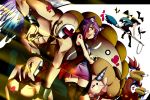  bad_id bald broom broom_riding cat_ears cross crossed_arms drill face_tattoo facial_tattoo hat horn mask muscle natsu_(anta_tte_hitoha) original pig purple_hair scarf short_hair smile tattoo thighhighs wings witch_hat yellow_eyes 