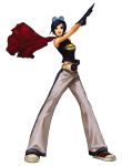  belt blue_eyes blue_hair cape frog gloves goggles goggles_on_head henshin_pose kamen_rider king_of_fighters king_of_fighters_2002 korea may_lee nona official_art pose short_hair snk t-shirt tank_top 
