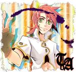  ahoge coat fingerless_gloves gloves green_eyes lowres luke_fon_fabre male midriff mizuno_haruhi red_hair redhead smile solo tales_of_(series) tales_of_the_abyss 