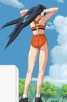  animated_gif arms_up asahina_natsuki ass back character_request gif hairband long_hair long_legs short_shorts shorts sports_bra standing super_real_mahjong tanaka_ryou 
