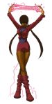  breasts dark_persona dark_skin energy hair_over_eyes king_of_fighters king_of_fighters_2002 miniskirt nona official_art shermie skirt snk solo twintails 