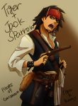  artist_request brown_eyes brown_hair cosplay eyeshadow facial_hair gun hirata_hiroaki jack_sparrow jack_sparrow_(cosplay) kaburagi_t_kotetsu kairi622 makeup male open_mouth parody pirate pirates_of_the_caribbean pistol seiyuu_connection solo stubble tiger_&amp;_bunny vest weapon 