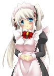  1girl blush mabinogi maid nao solo twintails umitsubame white_hair 