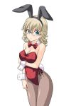  barnaby_brooks_jr blonde_hair bowtie breasts bunny_ears bunny_girl bunny_tail bunnysuit cleavage genderswap glasses green_eyes masakichi_(crossroad) pantyhose short_hair simple_background solo tail tiger_&amp;_bunny white_background wrist_cuffs 