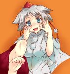  animal_ears barefoot blue_eyes blush face feet hands hat inubashiri_momiji open_mouth short_hair silver_hair soles solo toe_scrunch toes tokin_hat touhou wazakita wolf_ears 