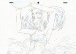  armpits ball beachball bikini_top color_trace eyepatch flat_chest infinite_stratos laura_bodewig monochrome production_art signalpink solo traditional_media twintails 
