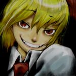  blonde_hair face grin jpeg_artifacts nurearare onikobe_rin red_eyes rumia smile solo teeth the_embodiment_of_scarlet_devil touhou youkai 
