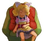  blonde_hair cat_ears cat_tail chair closed_eyes eyes_closed highres hizashi_no_naka_no_real jewelpet_(series) jewelpet_tinkle miria_marigold_mackenzie nyama parody pillow solo tail 