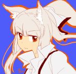  animal_ears bad_id face fujiwara_no_mokou hime_cut kemonomimi_mode ponytail signature simple_background solo spot_color tora_jun touhou 