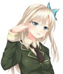  aqua_eyes blonde_hair blush boku_wa_tomodachi_ga_sukunai butterfly face hair_ornament kashiwazaki_sena long_hair necktie open_mouth sakuraba_hinano school_uniform solo 