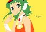  goggles goggles_on_head green_eyes green_hair gumi headphones headset kurobuta_gekkan portrait short_hair smile solo vocaloid 