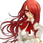  hair_over_one_eye kirijou_mitsuru long_hair lowres persona persona_3 red_eyes red_hair redhead ribbon smile solo 