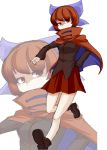  1girl bow cloak hair_bow hand_in_pocket red_eyes redhead sekibanki short_hair skirt solo touhou zetsumame zoom_layer 
