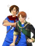  ahoge axis_powers_hetalia brown_eyes brown_hair frown italy_(hetalia) male multiple_boys northern_italy_(hetalia) sherry_lai short_hair smile southern_italy_(hetalia) 