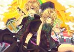  blonde_hair blue_eyes bowtie controller domco kagamine_len kagamine_rin nes project_diva project_diva_f remote_control rimocon_(vocaloid) short_hair siblings smile tongue twins vocaloid 