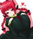  animal_ears blush braid breasts cat_ears han64 han_(jackpot) huge_breasts kaenbyou_rin large_breasts long_hair naughty_face red_eyes red_hair redhead smile solo touhou 