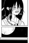  comic hair_bow hakurei_reimu highres jiroo monochrome moon tears touhou 