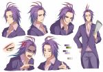  angry antenna_hair character_sheet color_guide gradient_hair green_eyes grin male monsters_inc. multicolored_hair personification purple_hair randall_boggs runosuke sharp_teeth smile 
