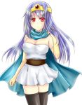  cape circlet dragon_quest dragon_quest_iii dress elbow_gloves gloves kazamachikage red_eyes sage_(dq3) simple_background solo thigh-highs thighhighs zettai_ryouiki 