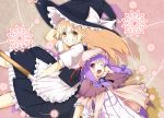  broom broom_riding deanoia hat kirisame_marisa multiple_girls patchouli_knowledge touhou witch witch_hat 