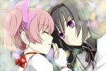  :o akemi_homura black_hair blurry blush bokeh bow choker closed_eyes depth_of_field eyes_closed face frown gloves hair_bow hair_ornament hairband hand_holding holding_hands kaname_madoka long_hair magical_girl mahou_shoujo_madoka_magica multiple_girls pink_hair portrait profile purple_eyes ribbon ribbon_choker sad shierutei short_hair short_twintails tears twintails violet_eyes white_gloves 