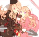  axis_powers_hetalia bad_id blonde_hair blush coat dark_persona doll dress dual_persona flower genderswap gloves grin hat long_hair looking_up matryoshka_doll men_(shinky) multiple_girls open_mouth purple_eyes red_eyes russia_(hetalia) shovel smile violet_eyes worktool 