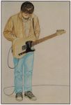  80s advertisement brown_hair color guitar jacket jeans looking_down male otomo_katsuhiro sketch sneakers 