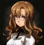  brown_hair expressionless face glasses kiryu_moeka kiryuu_moeka long_hair purple_eyes shaun_(fallenicons) solo steins;gate violet_eyes wavy_hair 