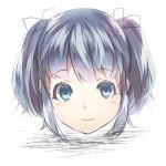  1girl blue_eyes blue_hair blush face hair_ribbon ribbon short_twintails smile solo twintails weee_(raemz) 