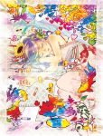  balloon bare_shoulders bow bracelet colored_eyelashes colorful crayon fish flower heart jewelry lying multicolored_hair on_side original sleeping solo surreal thigh-highs thighhighs tmt tree wings 