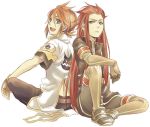  asch fingerless_gloves gloves green_eyes long_hair luke_fon_fabre male miho_(mi) multiple_boys open_mouth red_hair redhead surcoat tales_of_(series) tales_of_the_abyss white_background 