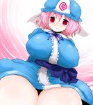  blush breasts han64 han_(jackpot) hat huge_breasts pink_hair red_eyes saigyouji_yuyuko solo touhou 