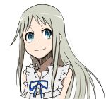  blue_eyes grey_hair honma_meiko karu_(ishiken) mixed_media portrait simple_background 