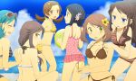  beach bikini blue_(pokemon) blush crystal_(pokemon) hair_ornament hairpin haruka_(pokemon) hikari_(pokemon) kotone_(pokemon) leaf_(pokemon) multiple_girls nanananona one-piece_swimsuit pikachu pokemon pokemon_(game) pokemon_bw pokemon_dppt pokemon_frlg pokemon_gsc pokemon_hgss pokemon_rgby pokemon_rse sunglasses swimsuit touko_(pokemon) 