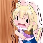  animal_ears blonde_hair cat_ears cat_tail chibi commentary commentary_request extra_ears hoshizuki_(seigetsu) kemonomimi_mode mizuhashi_parsee open_mouth puru-see scarf solo tail touhou trembling 