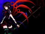  black_hair highres houjuu_nue open_back polearm red_eyes snake solo spear thigh-highs thighhighs touhou trident weapon wings wristband yuha_(yh-krm) zettai_ryouiki 