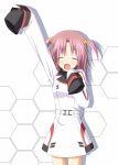  brown_hair chelsea-121 closed_eyes dress eyes_closed happy infinite_stratos long_hair long_sleeves nohotoke_honne open_mouth oversized_clothes pink_hair short_twintails sleeves_past_wrists smile solo twintails uniform white_dress 