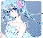  (21)suke aqua_hair blue_eyes colored derivative_work flower hair_flower hair_ornament hatsune_miku highres long_hair mihatarou solo vocaloid 
