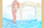  colored_eyelashes dress highres kana_(mr_hahn) lips long_hair lying megurine_luka on_stomach pink_hair solo vocaloid water 