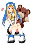  blush bridget bridget_(guilty_gear) guilty_gear heart highres nun roger stuffed_toy tajima_yuuki trap wink 