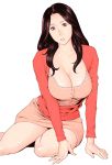  1girl black_eyes black_hair breasts cleavage copyright_request curvy female highres huge_breasts large_breasts legs lipstick skirt solo takasugi_kou takasugikou thighs 