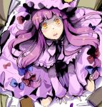  bangs blunt_bangs drawr from_above hat long_hair looking_up nail_polish oekaki open_mouth orange_eyes patchouli_knowledge purple_hair ribbon sitting solo stare touhou wariza wide-eyed wide_eyed yellow_eyes 