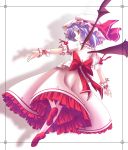  back bat_wings blu_hair dress hat highres ina_(artist) purple_hair red_eyes remilia_scarlet shoes short_hair solo touhou wings 