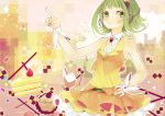  bad_id green_eyes green_hair gumi headphones headset machino_koyoi short_hair smile solo sweets vocaloid wrist_cuffs 