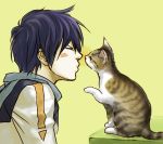  blush cat closed_eyes eyes_closed incipient_kiss kaito male profile raku22 short_hair vocaloid 