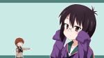  a_channel bad_id bespectacled blush blush_stickers brown_hair glasses glasses_switch highres ichii_tooru long_hair moso nagi_(a_channel) red_eyes school_uniform short_hair sleeves_past_wrists sweater tennouji_nagisa tooru_(a_channel) twintails wallpaper 