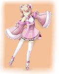  ar_tonelico_iii blonde_hair gust hair_ornament nodoka_(artist) purple_eyes saki_(ar_tonelico) short_hair smile thighhighs violet_eyes wink 