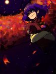  autumn crossed_arms drawr full_moon moon night oekaki purple_hair short_hair smile solo touhou yasaka_kanako 